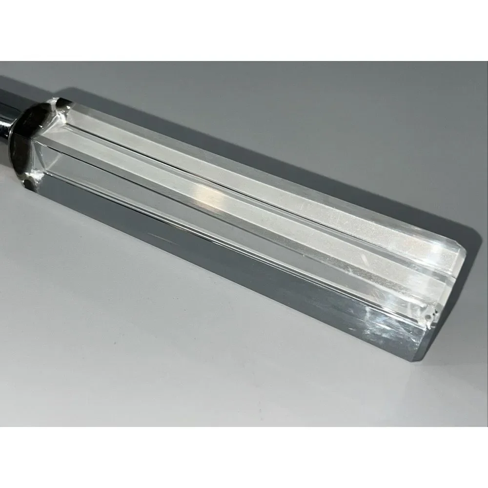 OLEG CASSINI CRYSTAL CAKE KNIFE SIGNED -‎ STAINLESS STEEL Stunning !
